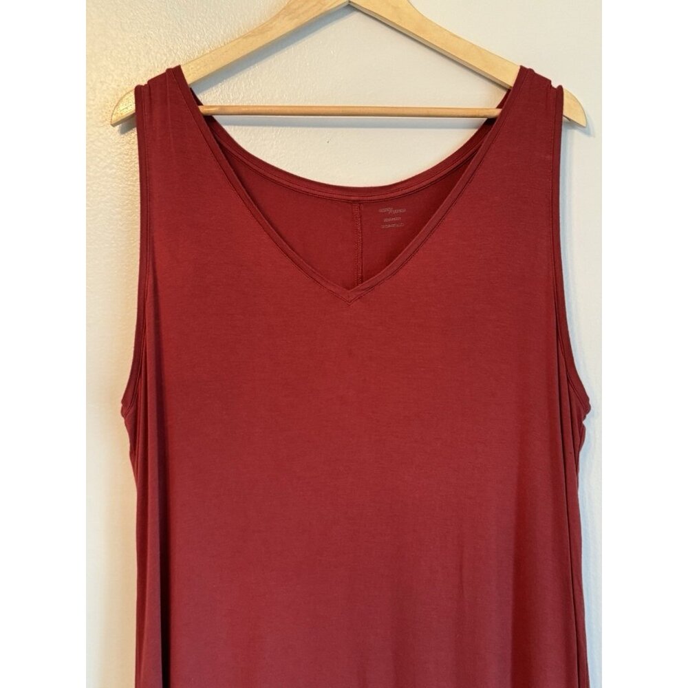Daily Ritual Maroon Red Midi Sleeveless Dress Women’s XXL V-Neck Soft Stretch - Picture 8 of 14